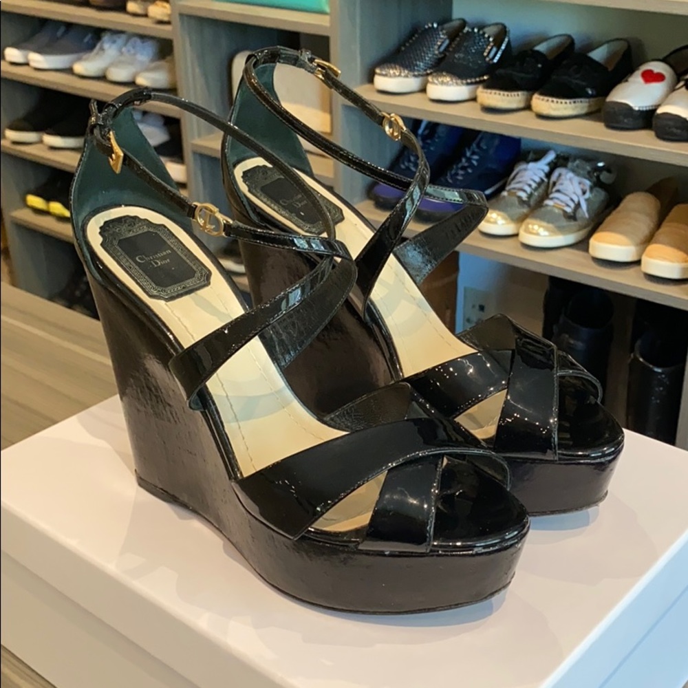 Dior Excapade 2 Black Patent Wedge KCE416VSC - 39